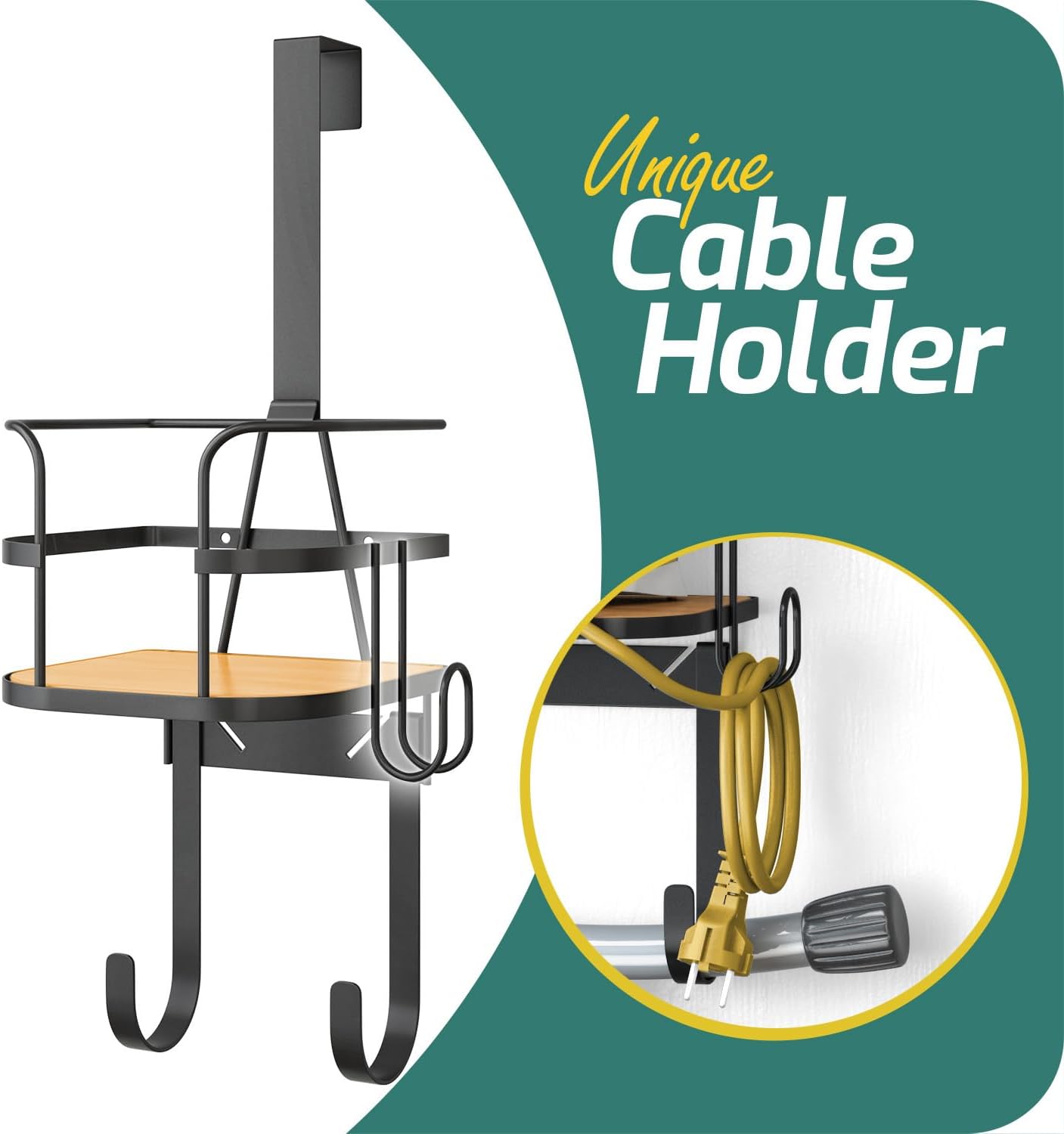 Door Ironing Board Holder with cable holder