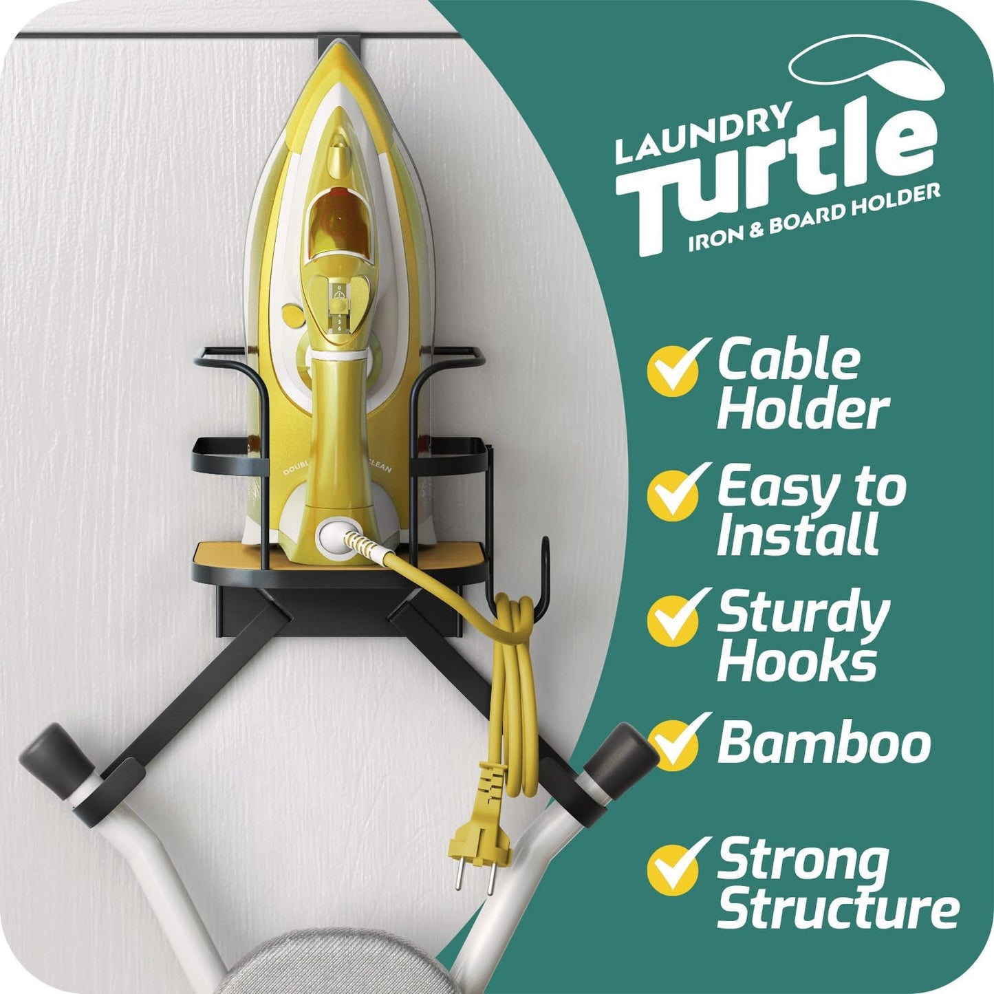 Door Ironing Board Holder with cable holder