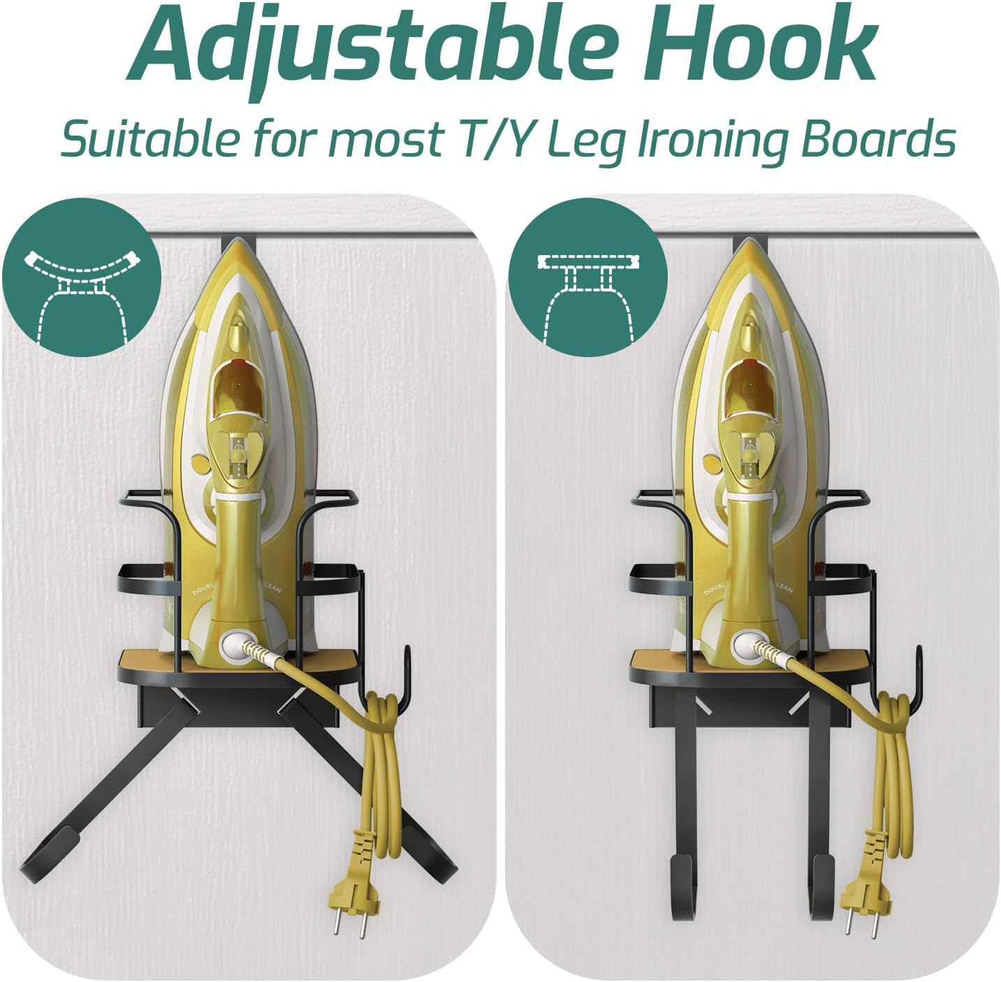 Door Ironing Board Holder with cable holder